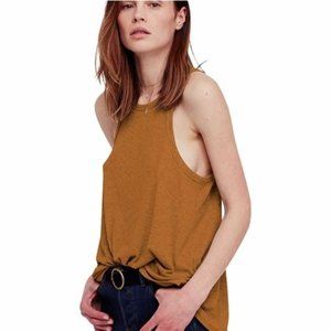 Free People Mustard Long Beach Tank Top Large